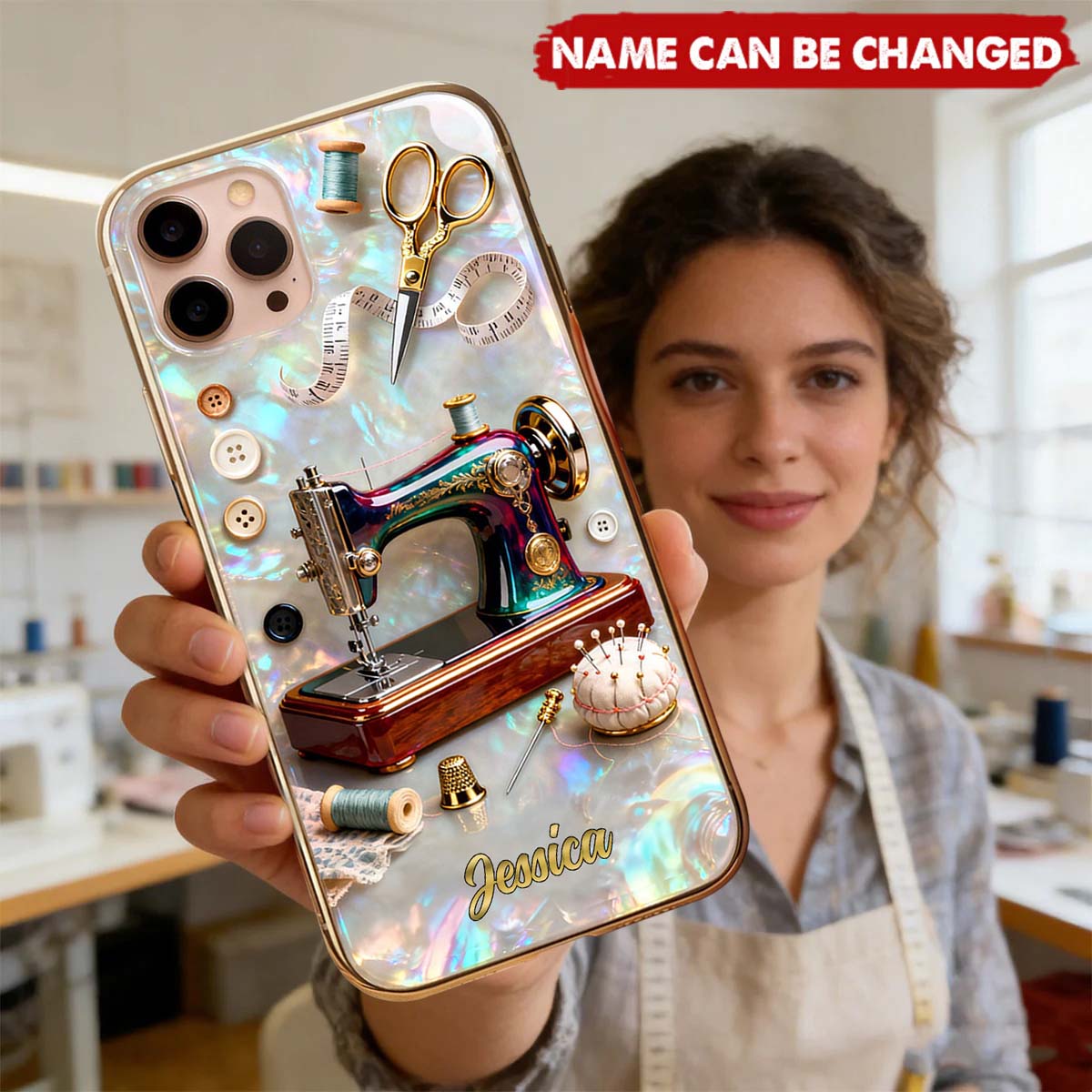 Pearlescent Effect Sewing Lover Phone Case - Personalized Gifts For Sewing Lover