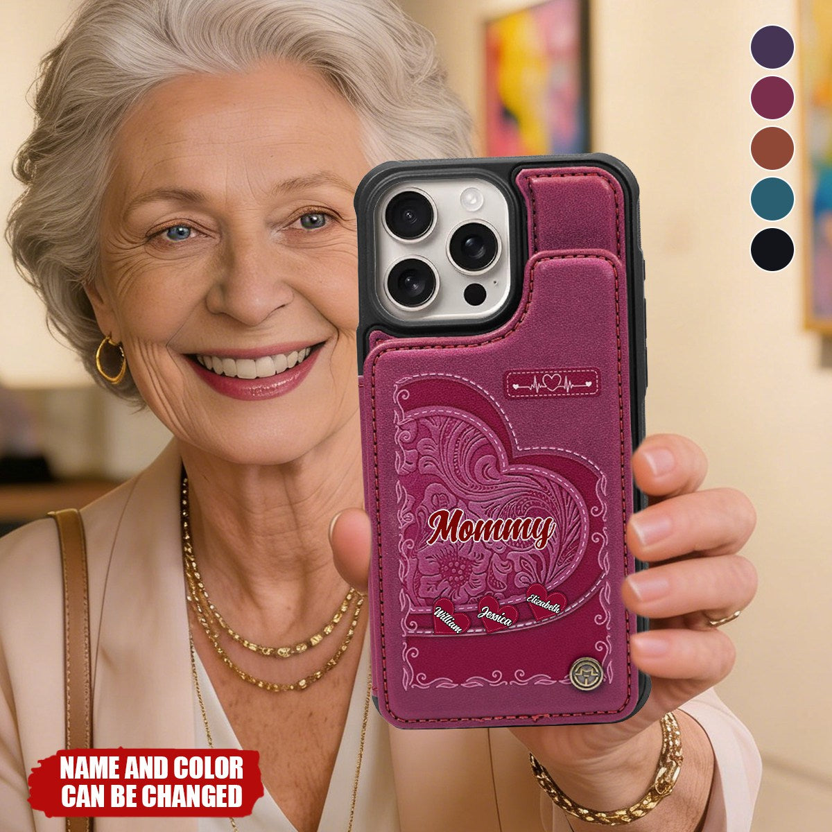 Grandma's Mom's Little Sweethearts - Personalized Leather Flip Wallet Phone Case