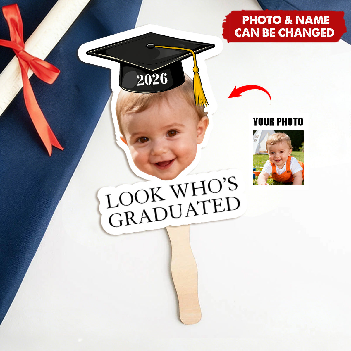 Custom Vintage Childhood Photo Graduation Gift - Personalized Graduation Fan