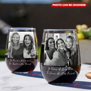 Custom Bestie Photo For Best Friend, Friendship Thank You Gifts - Personalized Photo Stemless Wine Glass
