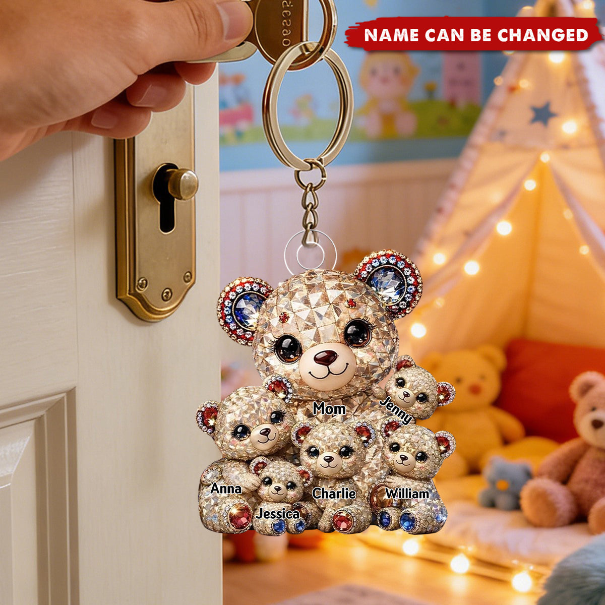 Mother Bear x America 250th Anniversary Acrylic Keychain - Personalized Gifts For Mothers