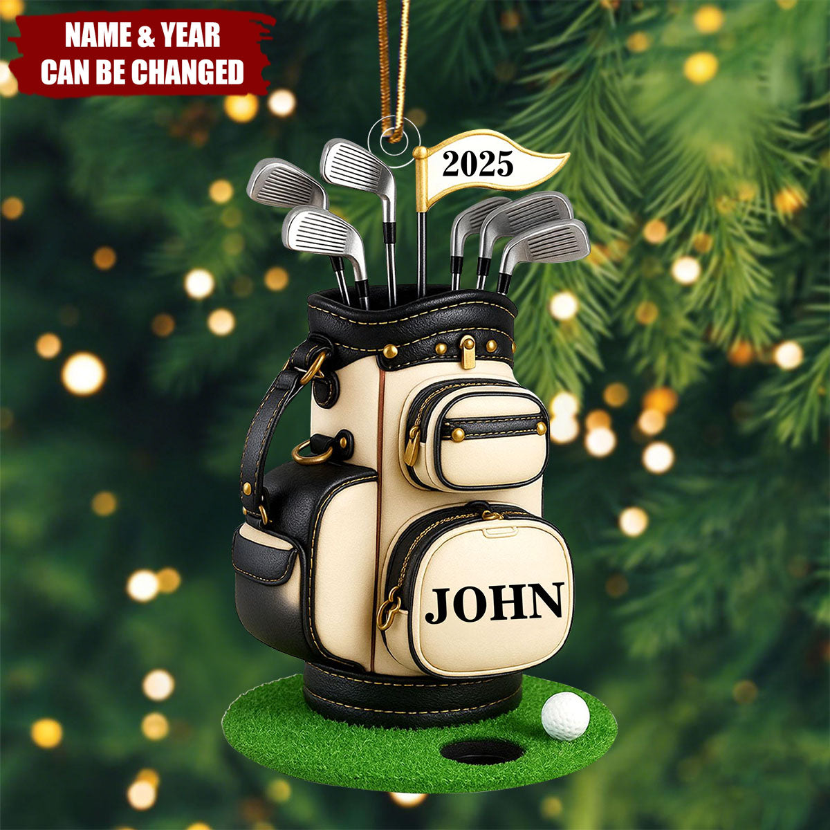 Personalized Golf Bag Christmas Ornament - Gift For Golf Lover, Pro Golfer, Golf Club