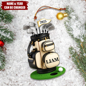 Personalized Golf Bag Christmas Ornament - Gift For Golf Lover, Pro Golfer, Golf Club