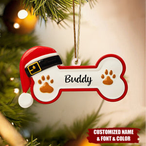 Personalized Dog Paw Pet Bone Xmas Ornament - Gift For Dog Owner