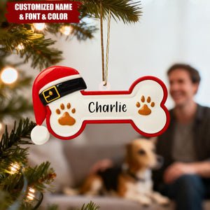 Personalized Dog Paw Pet Bone Xmas Ornament - Gift For Dog Owner