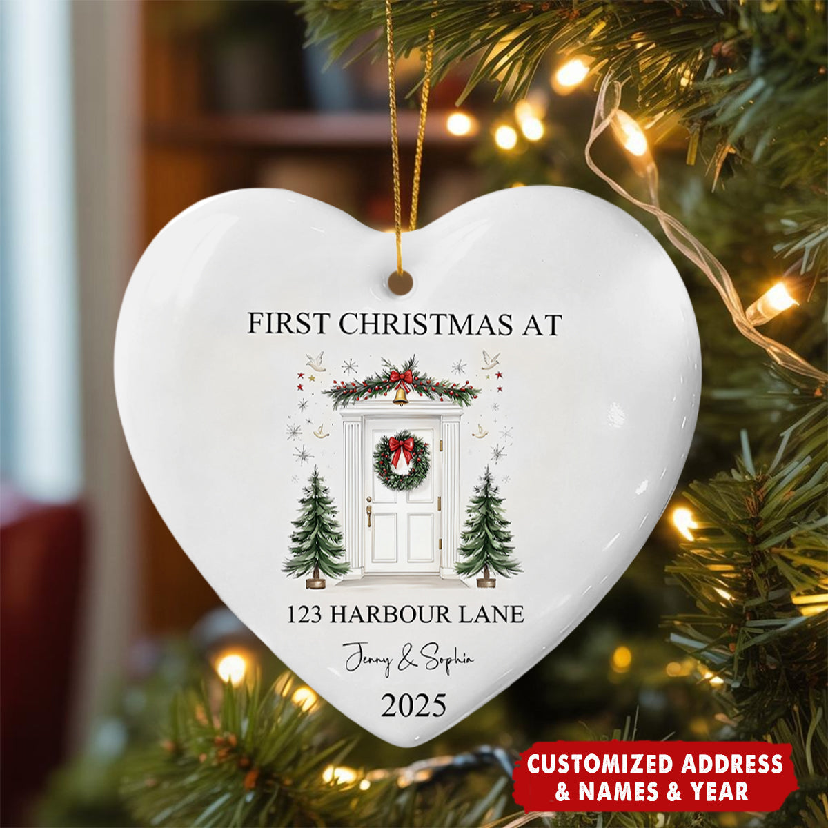 First Christmas In Our New Home Personalized Couples Home Ceramic Ornament