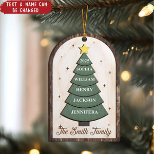 Christmas Tree Built Family Love Personalized 2-Layered Wooden Ornament