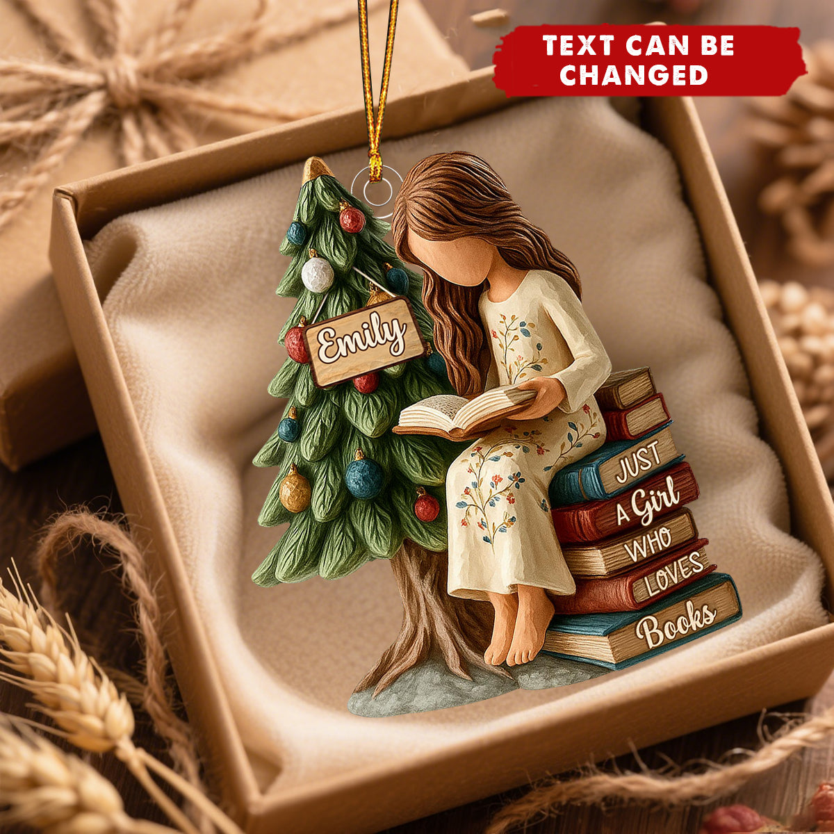 Just A Girl Who Loves Books Personalized Acrylic Ornament - Bookworm Reading Gift For Book Lover