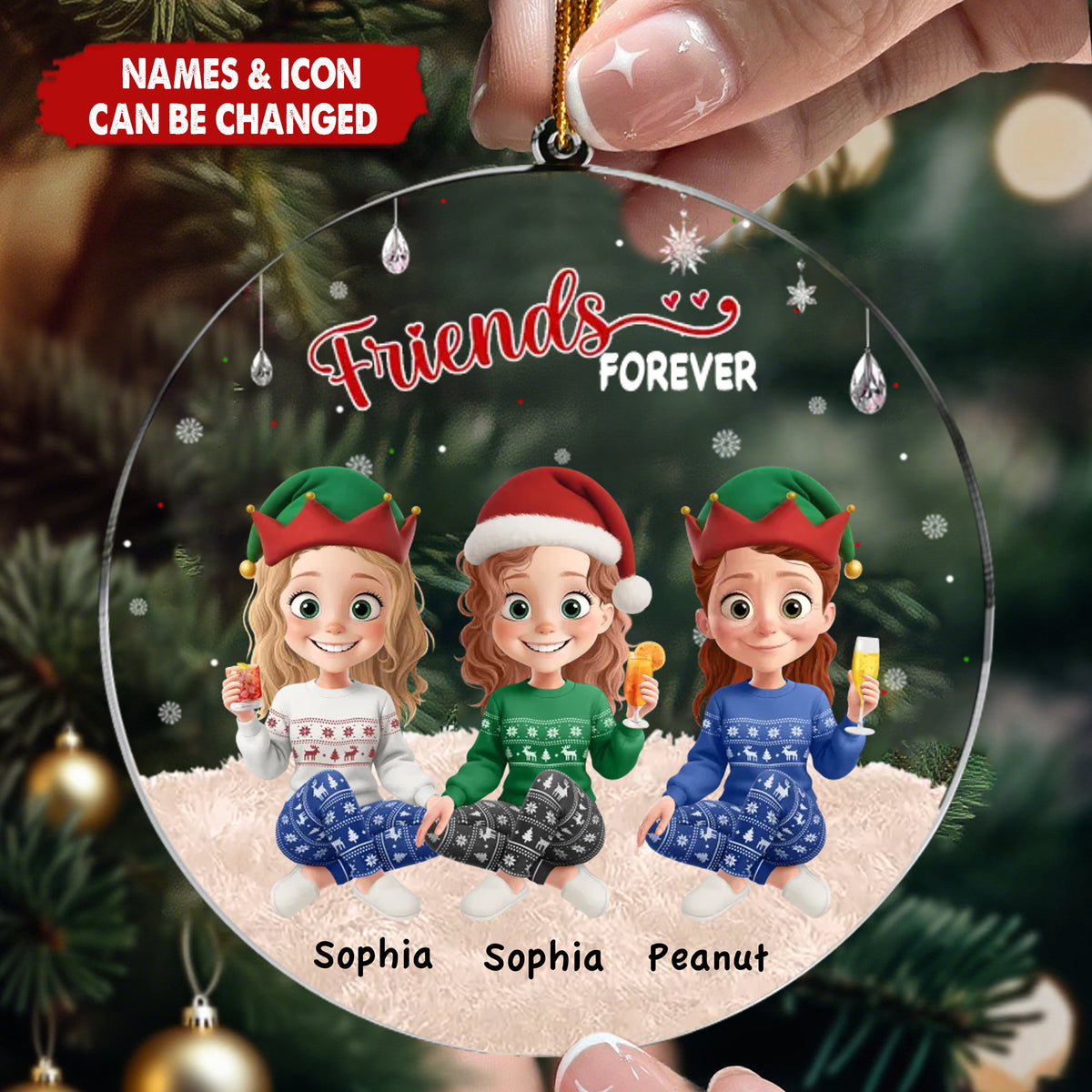 Custom Acrylic Ornament - Christmas Best Friend Birthday Gifts For Women, Besties, Sisters, BFF - Best Friends, Always And Forever