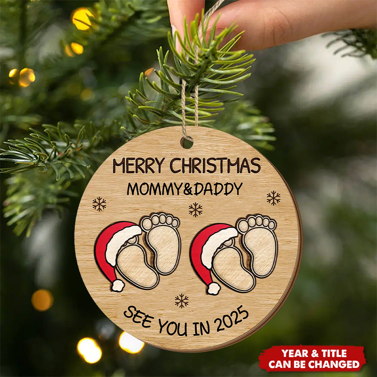Baby Expecting See You In 2026 - Personalized 2-Layered Wooden Ornament