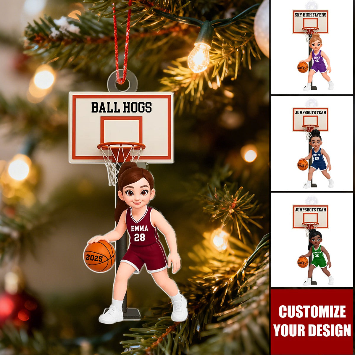 Basketball Girl Playing On Court - Personalized Acrylic Ornament - Christmas Gift For Girls, Daughters, Granddaughters