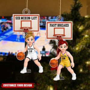 Basketball Girl Playing On Court - Personalized Acrylic Ornament - Christmas Gift For Girls, Daughters, Granddaughters