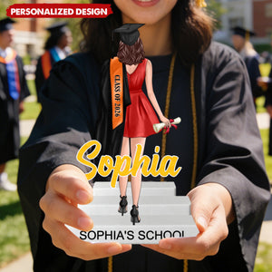 Graduate Standing With Name Shiny Effect Class Of 2026 2027 - Personalized Acrylic Block Plaque - Graduation Gift For Daughter, Son, Graduates