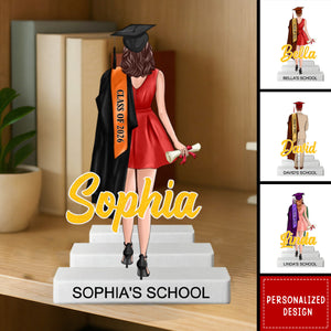 Graduate Standing With Name Shiny Effect Class Of 2026 2027 - Personalized Acrylic Block Plaque - Graduation Gift For Daughter, Son, Graduates