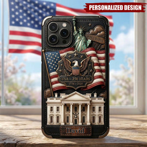American Legacy 250 Years Anniversary Phone Case - Personalized Gift for Dad, US Military Army, Patriot