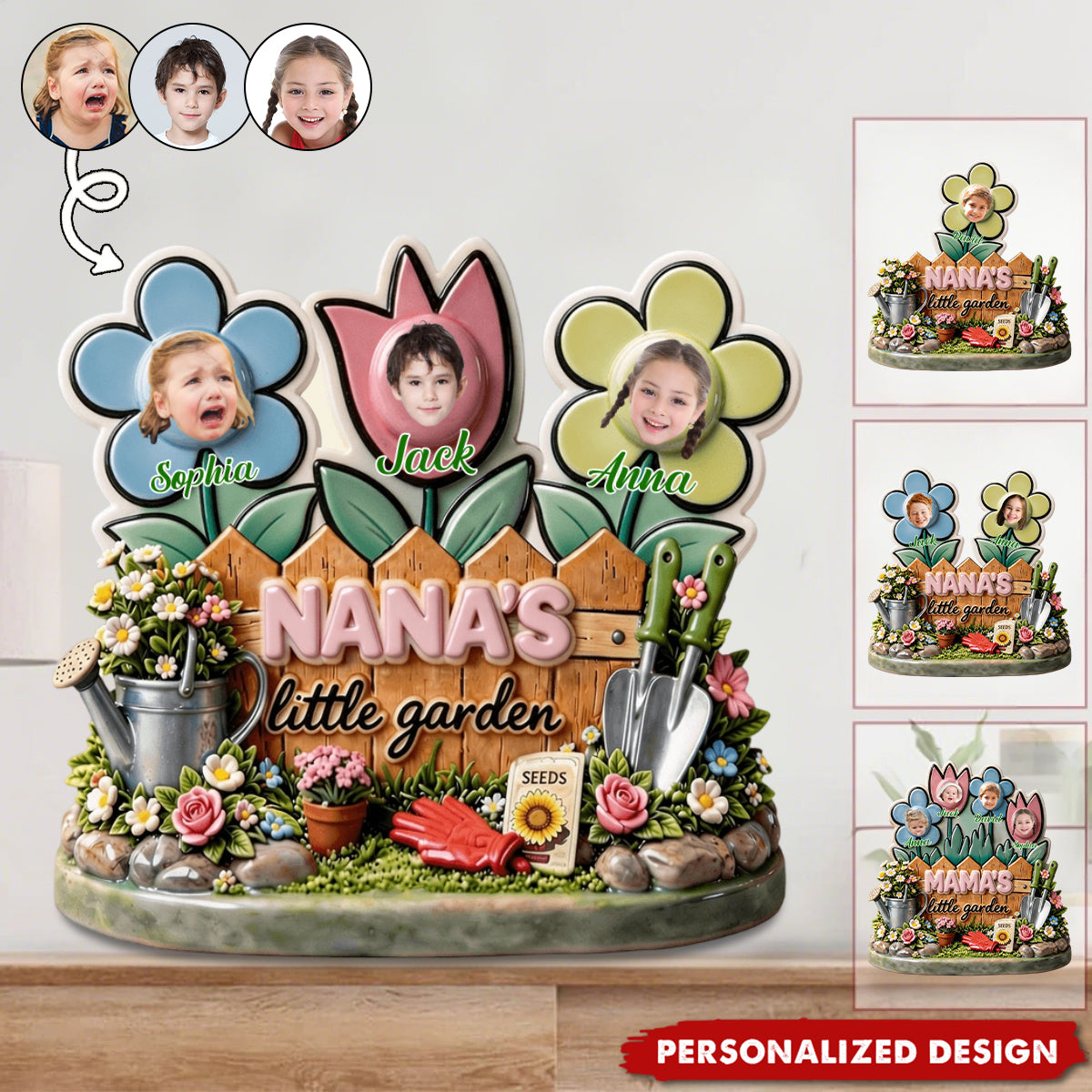 Grandma's Little Garden - Custom Photo Acrylic Plaque - Personlized Gifts For Grandma, Mom