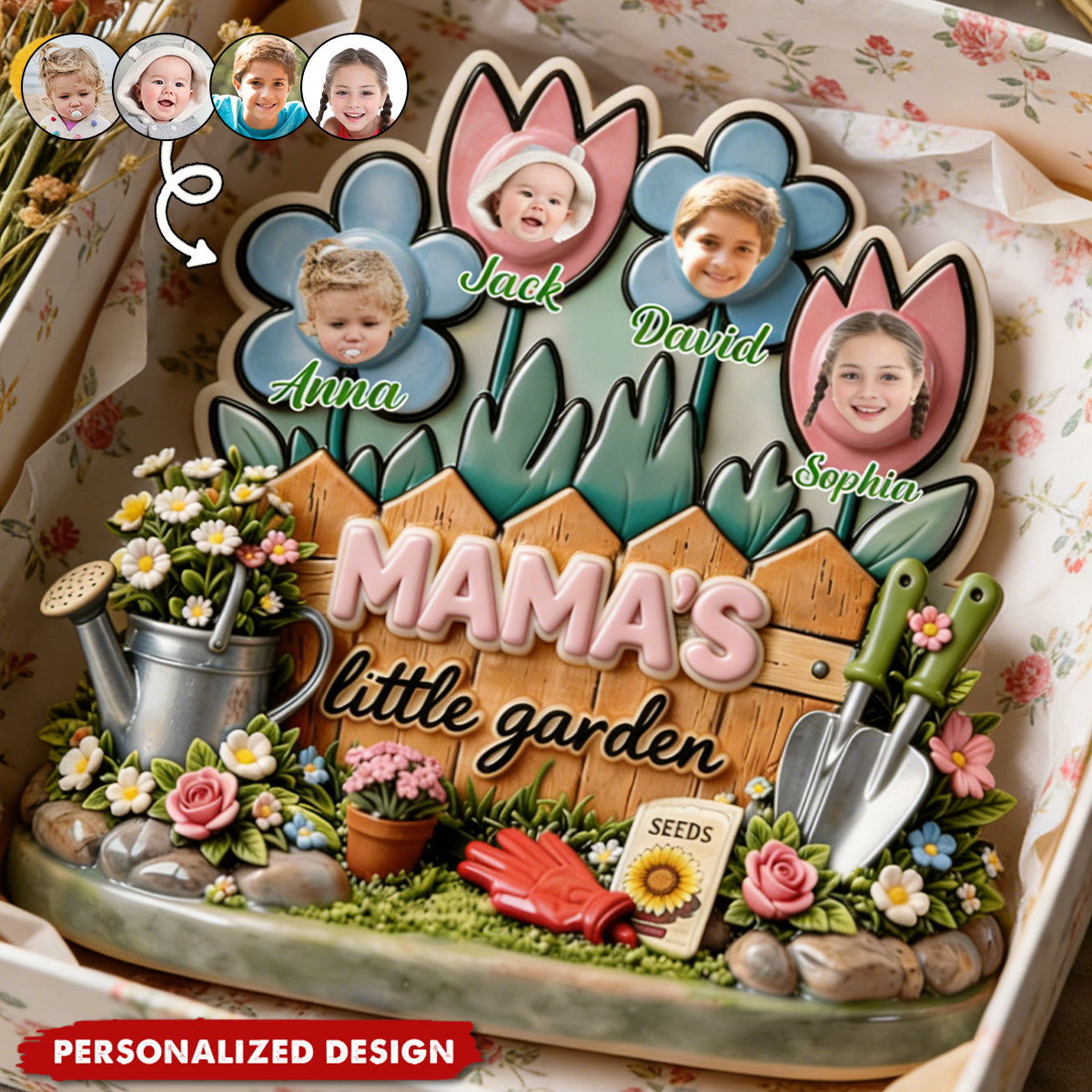 Grandma's Little Garden - Custom Photo Acrylic Plaque - Personlized Gifts For Grandma, Mom