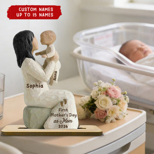 First Mother's Day As Mom, Grandma - Personalized 2-Layered Wooden Plaque - Mother's Day Gift for Mom, Grandma