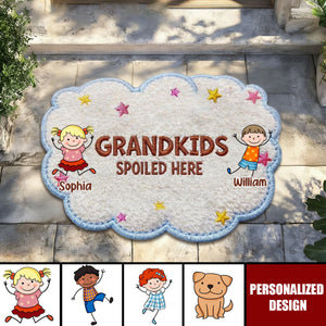 Grandkids Spoiled Here Doodle - Personalized Custom Shaped Doormat