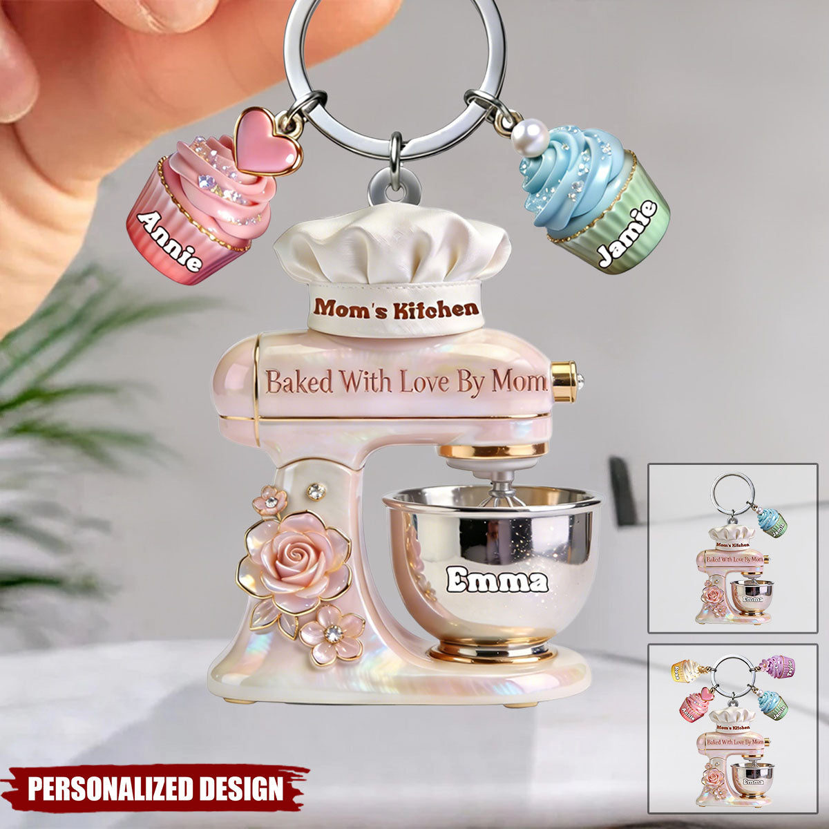 Baked With Love By Mom - Personlized Acrylic Keychain - Gifts For Mother