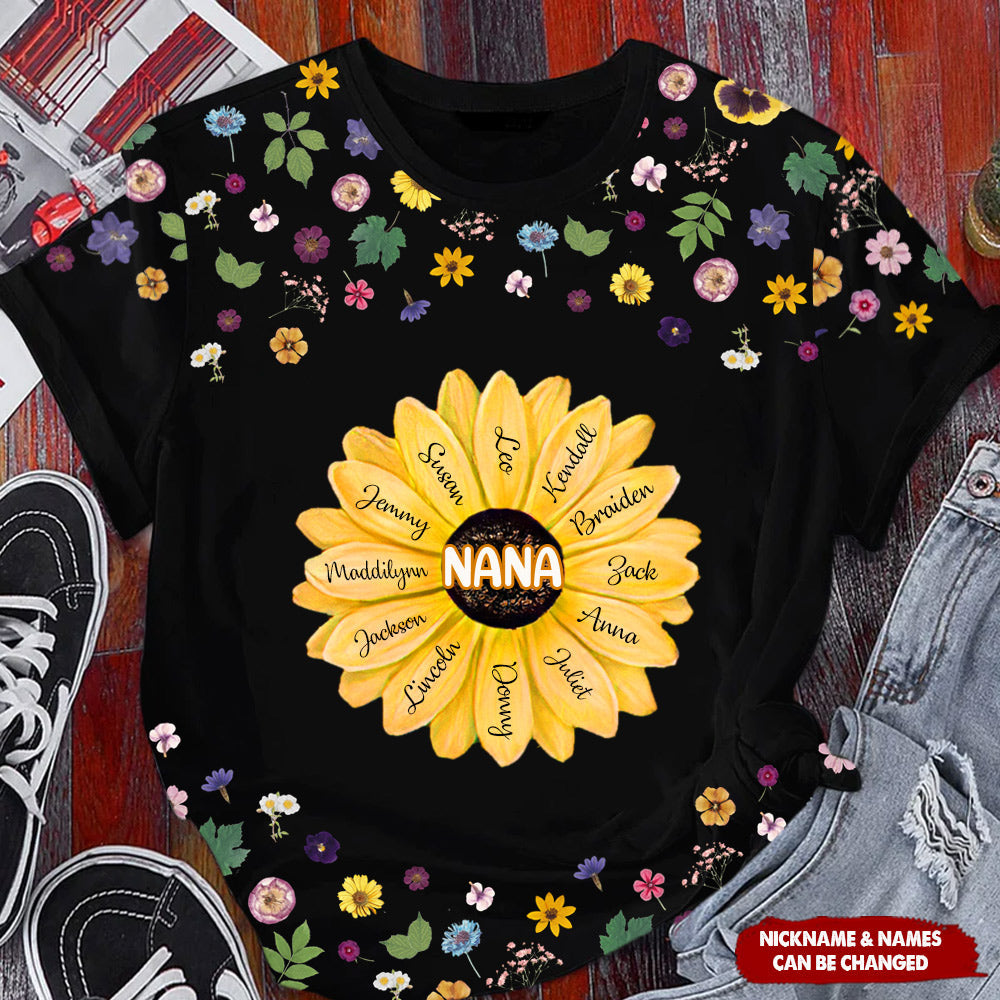 Personalized Mother's Day Gift For Grandma Mom Flower Birthday Gift 3d Tshirt