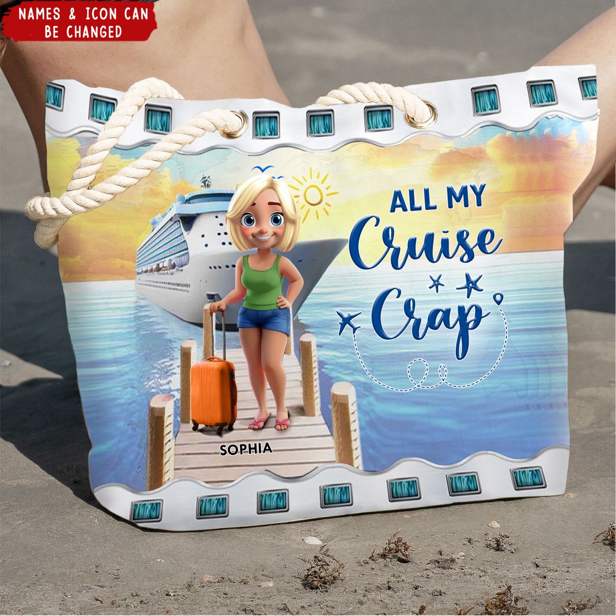 All My Cruise Crap - Personalized Beach Bag