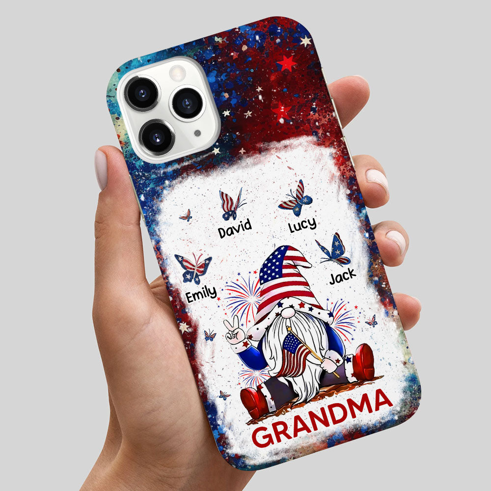 4th of July Patriotic Star and Stripe Grandma Mom Dwarf Butterfly Kids Personalized Phone Case
