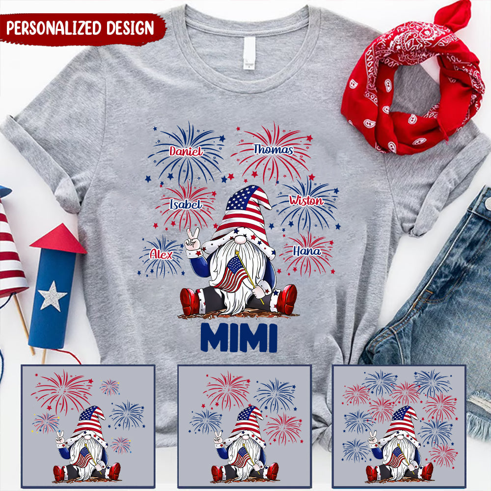 4th of July Independence Day Dwarf Grandma Mimi Firework Kids Personalized Shirt