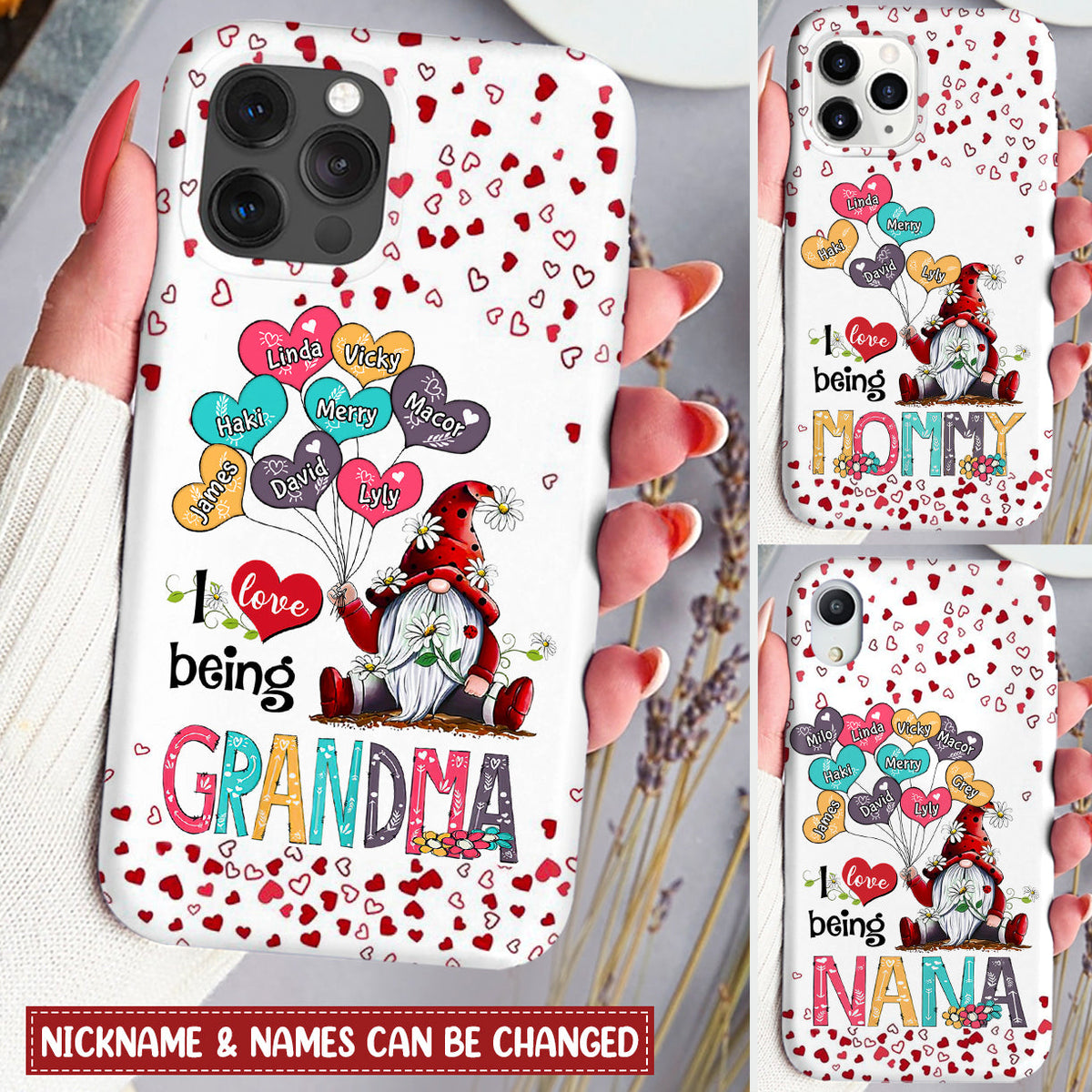 Grandma Dwarf Balloons Personalized Heart Phone case
