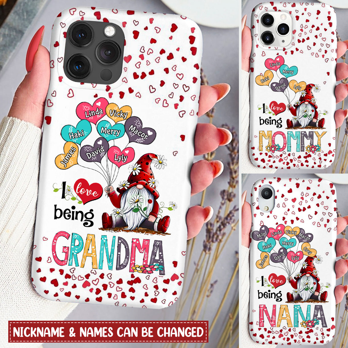 Grandma Dwarf Balloons Personalized Heart Phone case