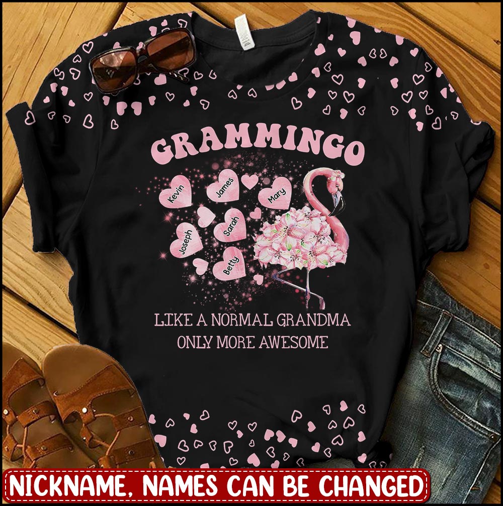 Peronalized T-shirt for Grandma Mimimingo Flamingo Design