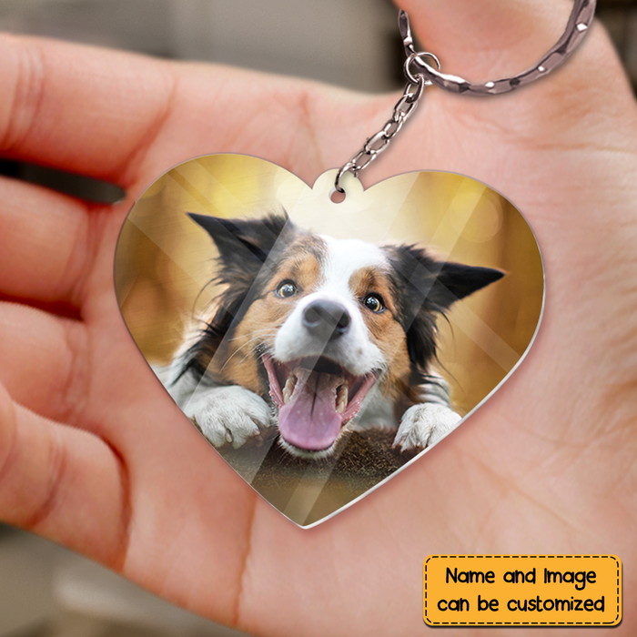 Memorial Gift You Left Paw Prints On My Heart Custom Photo Acylic Keychain