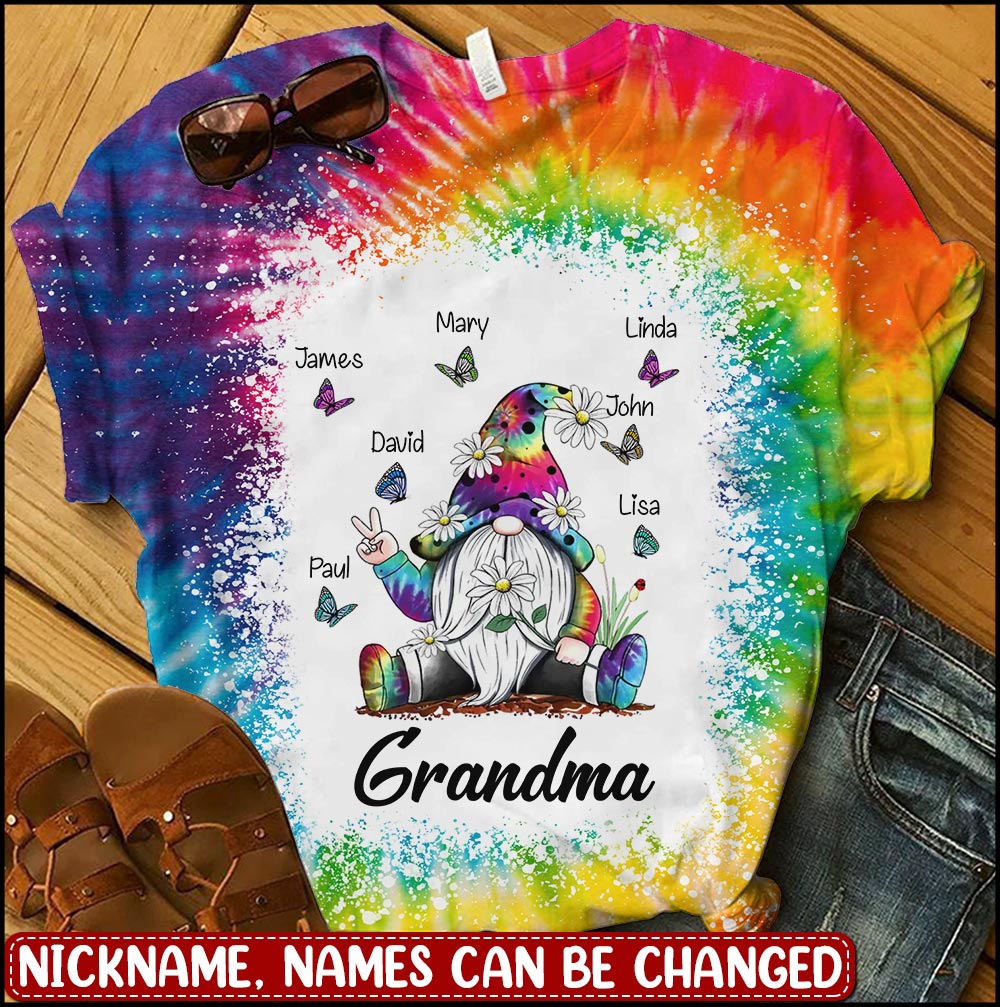 Sunflower Dwarf Butterflies Grandma With Grankids Personalized 3D T-shirt