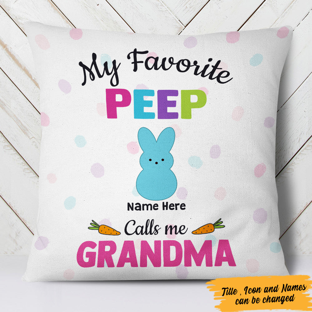 Personalized Easter Grandma Mom Bunny Throw Pillow-Peeps Grandkids Easter Day