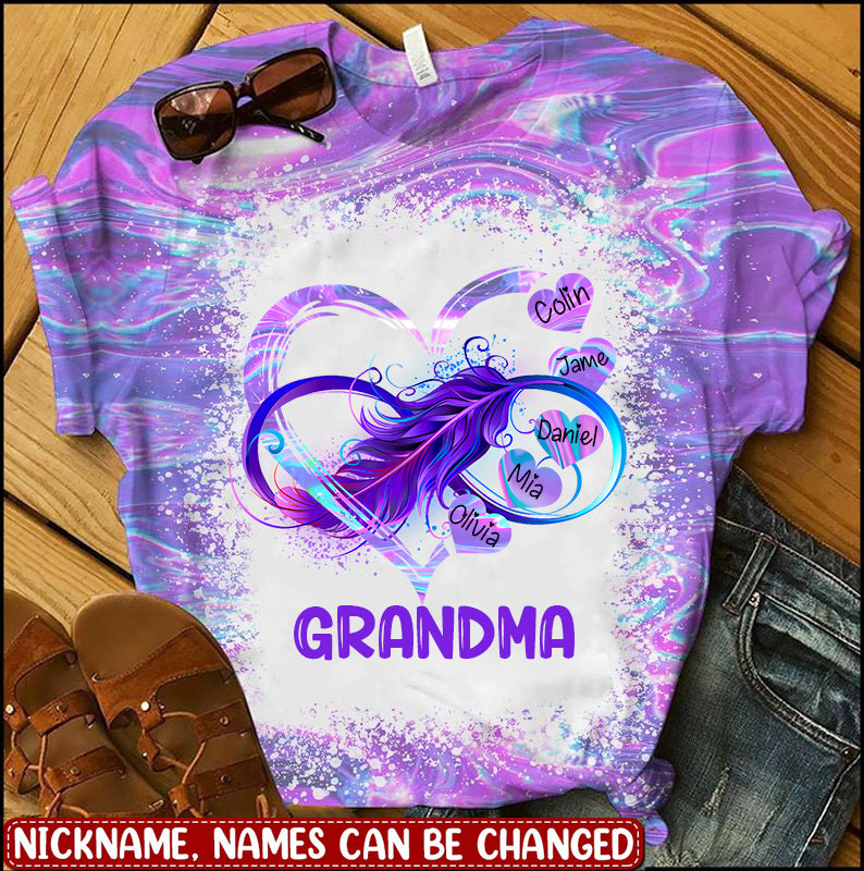 Personalized Grandma Mom Heart Infinitive Love Mothers Day Gift Tshirt