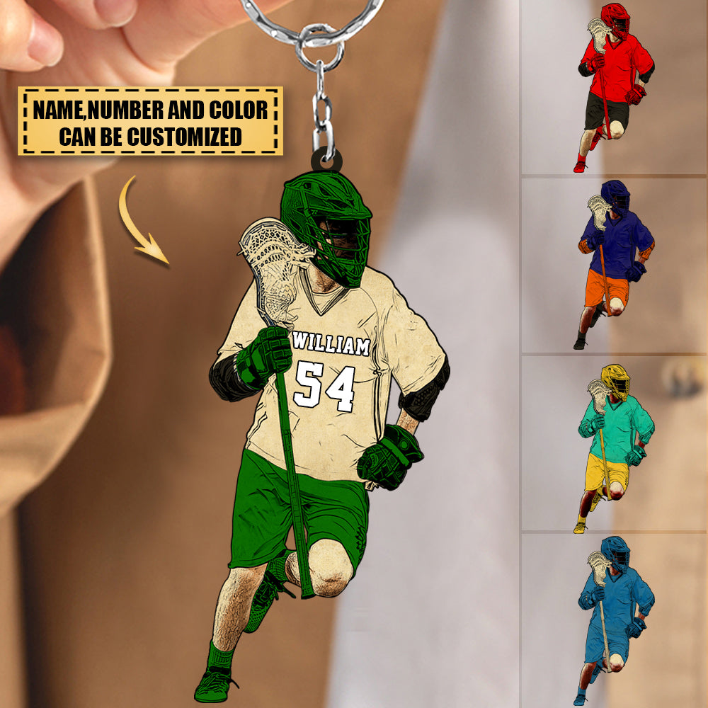 Personalized Lacrosse Keychain Lacrosse Gifts With Custom Name, Number & Appearance