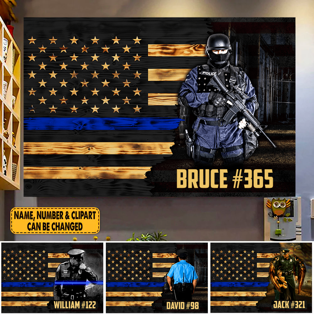 Personalized Gifts for Police Custom Gifts for Policeman Thin Blue Line Poster