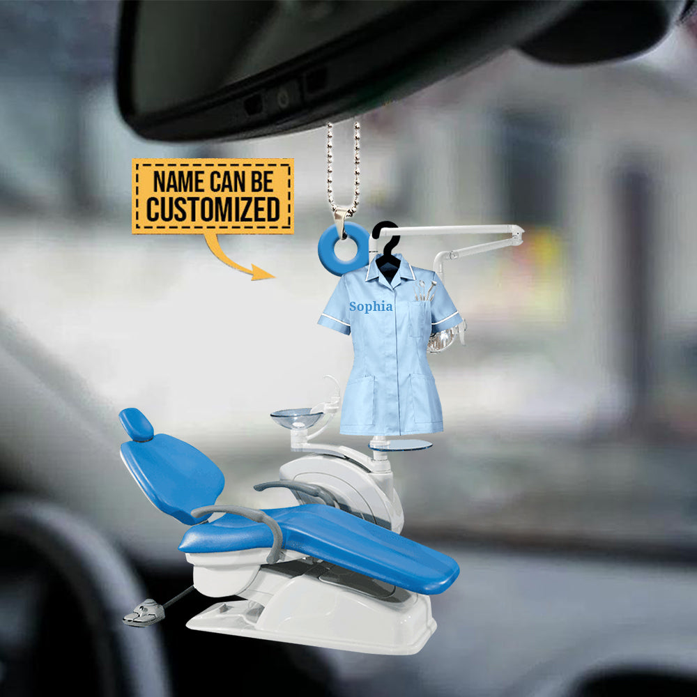 Dentist Uniform Personalized Cut Car Ornament - Gift For Dentist