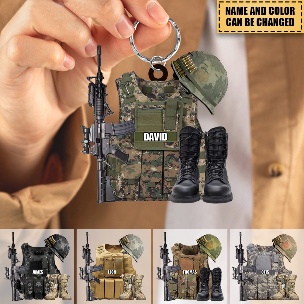 Personalized Military Uniform Keychain - Gift Idea For Veterans/ Military Gift