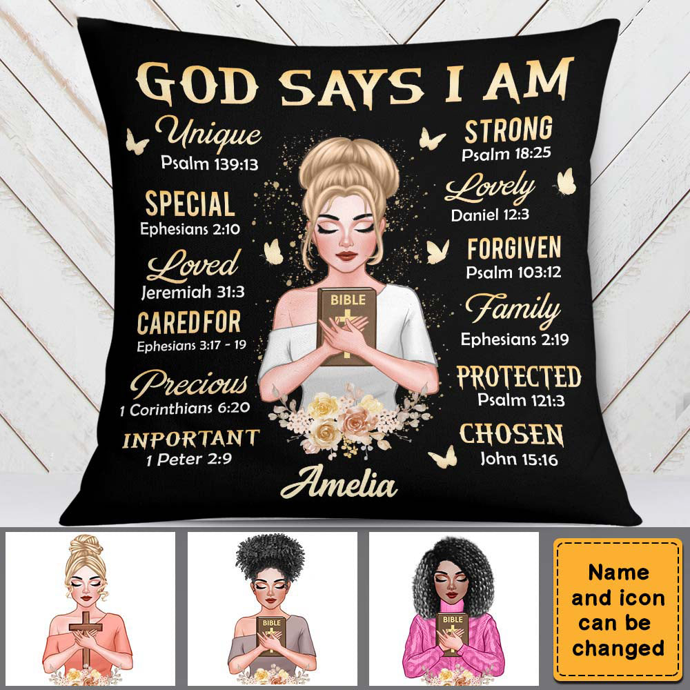 Gift For Daughter God Says I Am Bible Verses Pillow