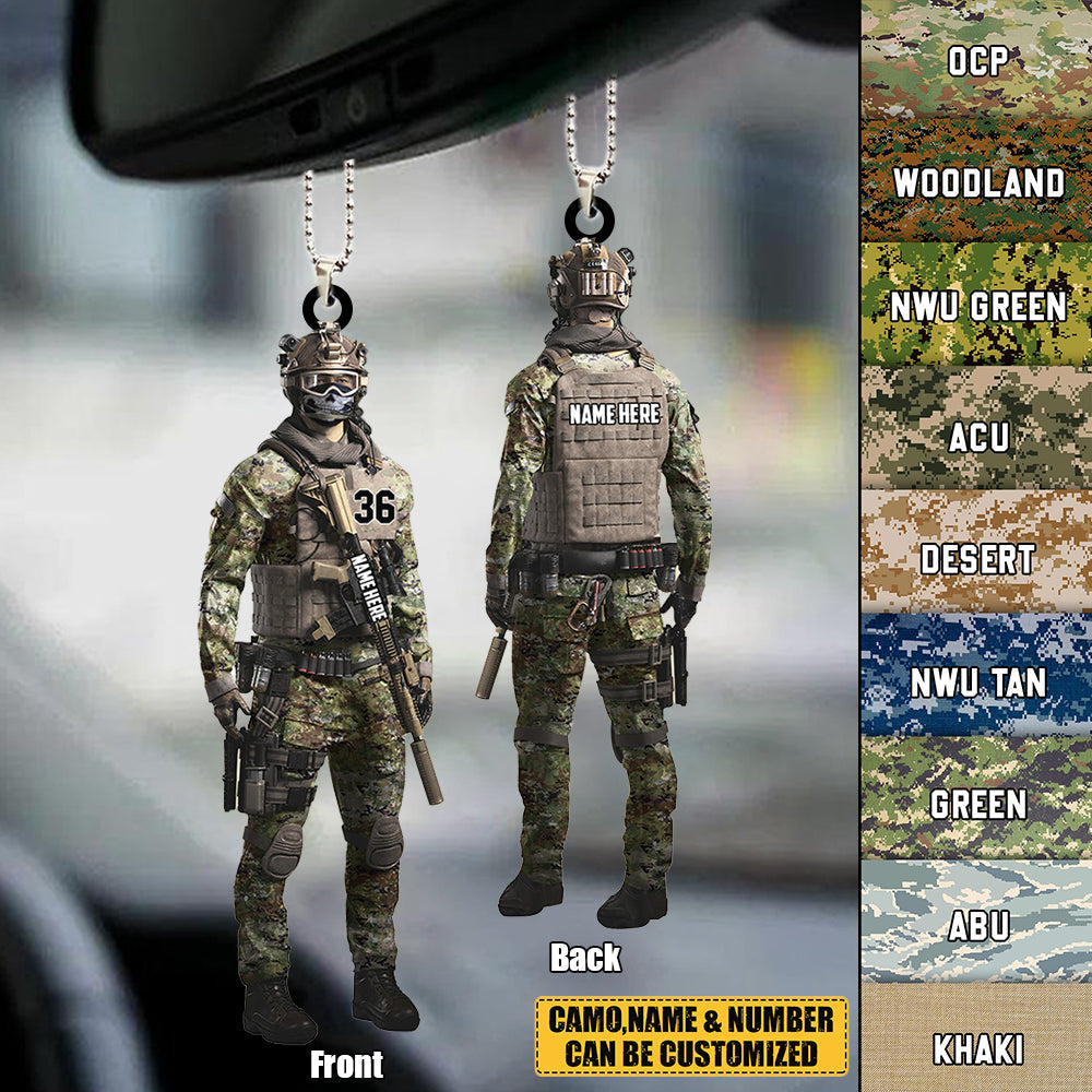 Personalized Proud Military Veteran Combat Uniform Ornament For Soldier