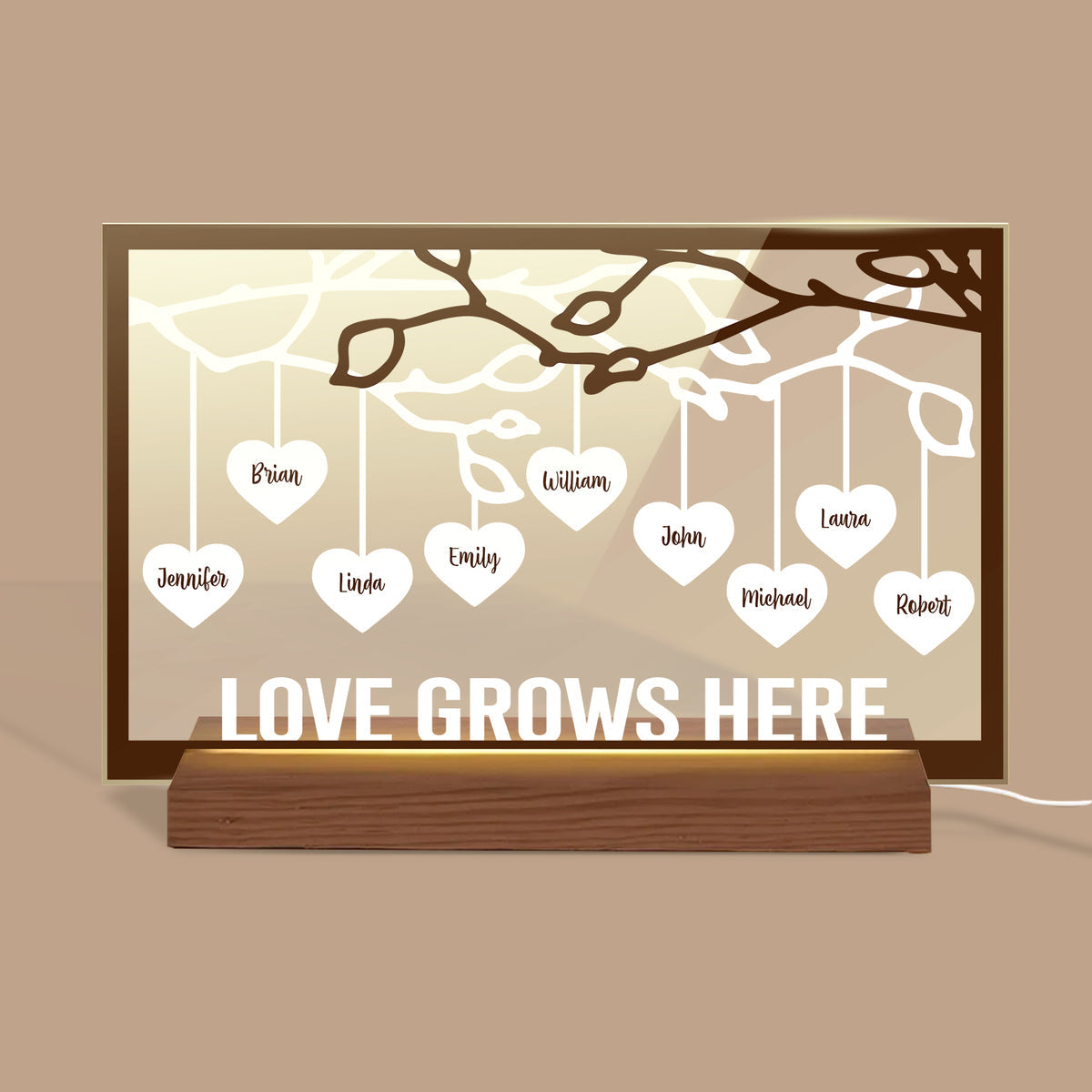 Family Tree Love Grows Here - Personalized Acrylic LED Lam