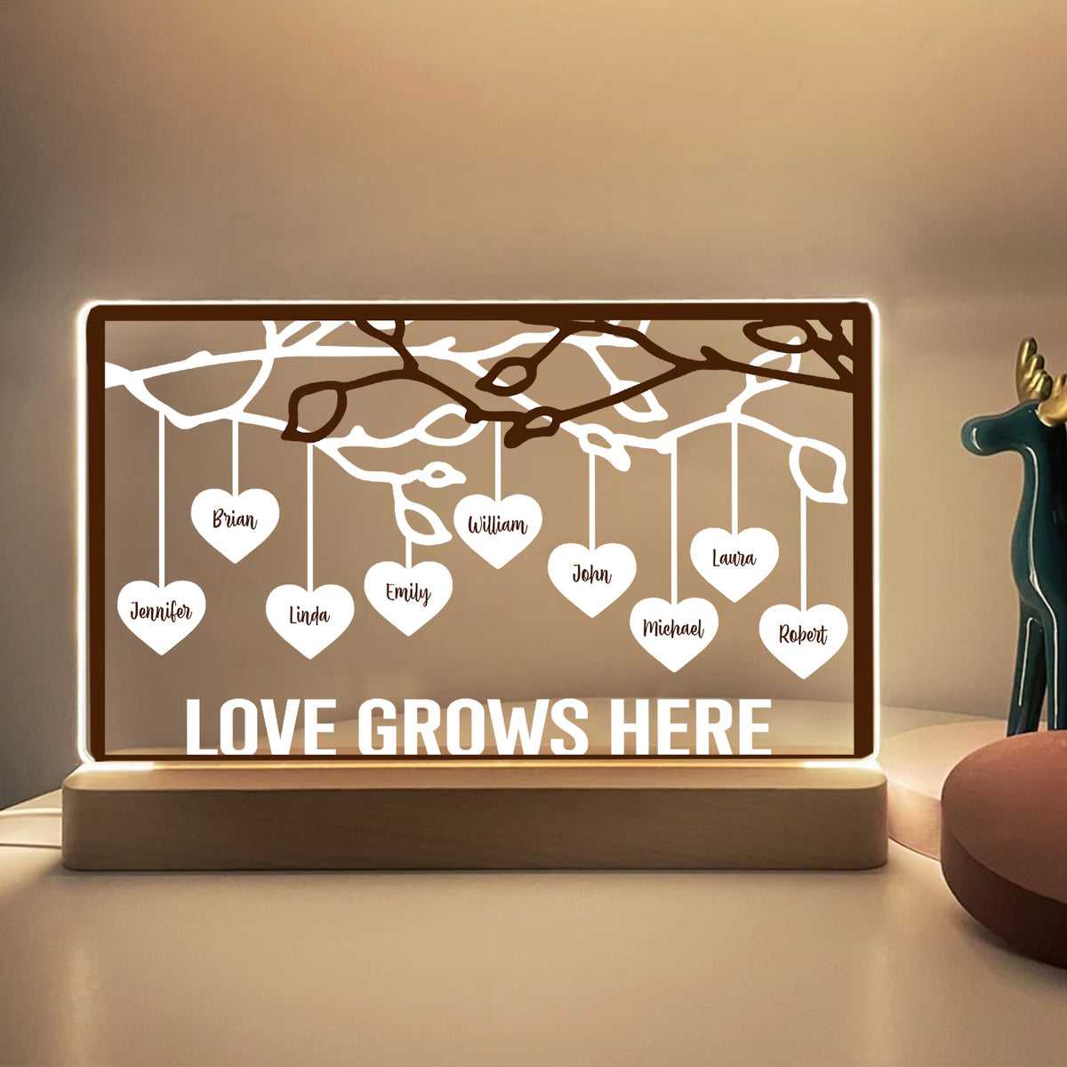 Family Tree Love Grows Here - Personalized Acrylic LED Lam