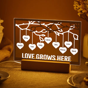Family Tree Love Grows Here - Personalized Acrylic LED Lam
