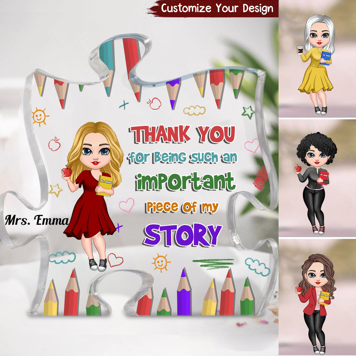 Thank You For Being An Important Piece - Personalized Puzzle Piece Acrylic Plaque