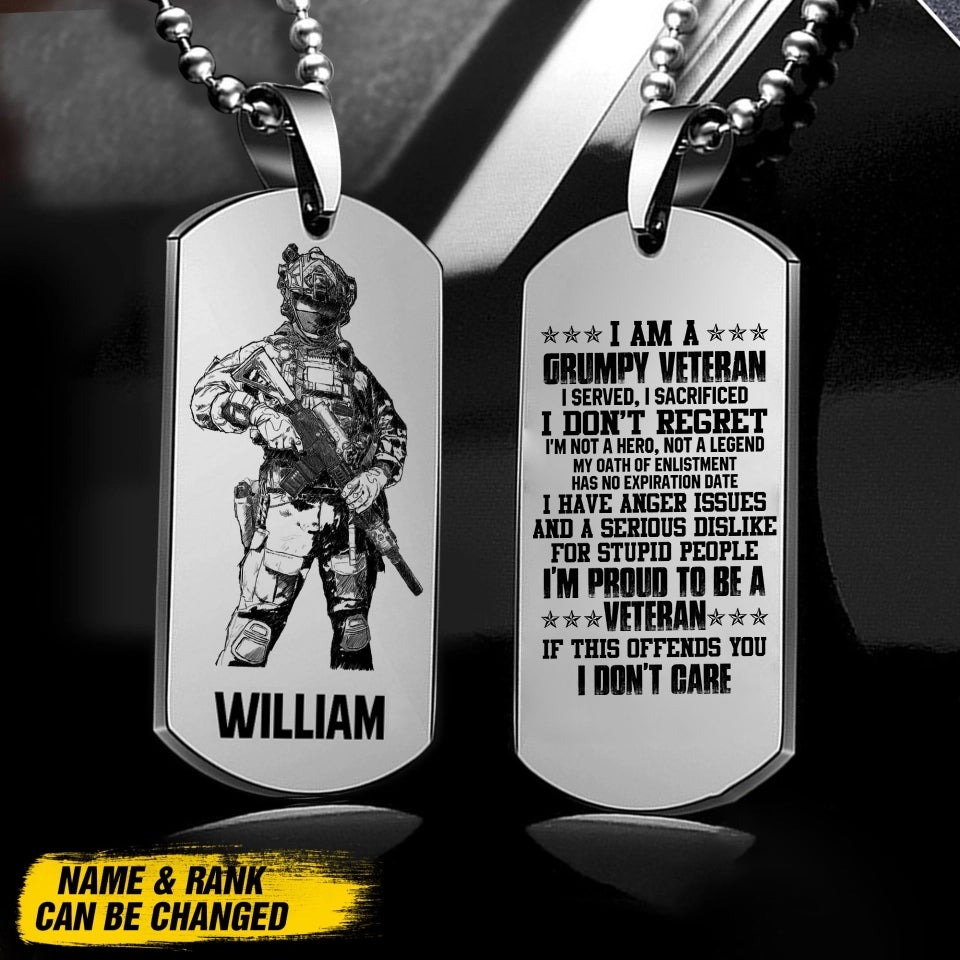 PERSONALIZED I AM PROUD TO BE A VETERAN - METAL KEYCHAIN
