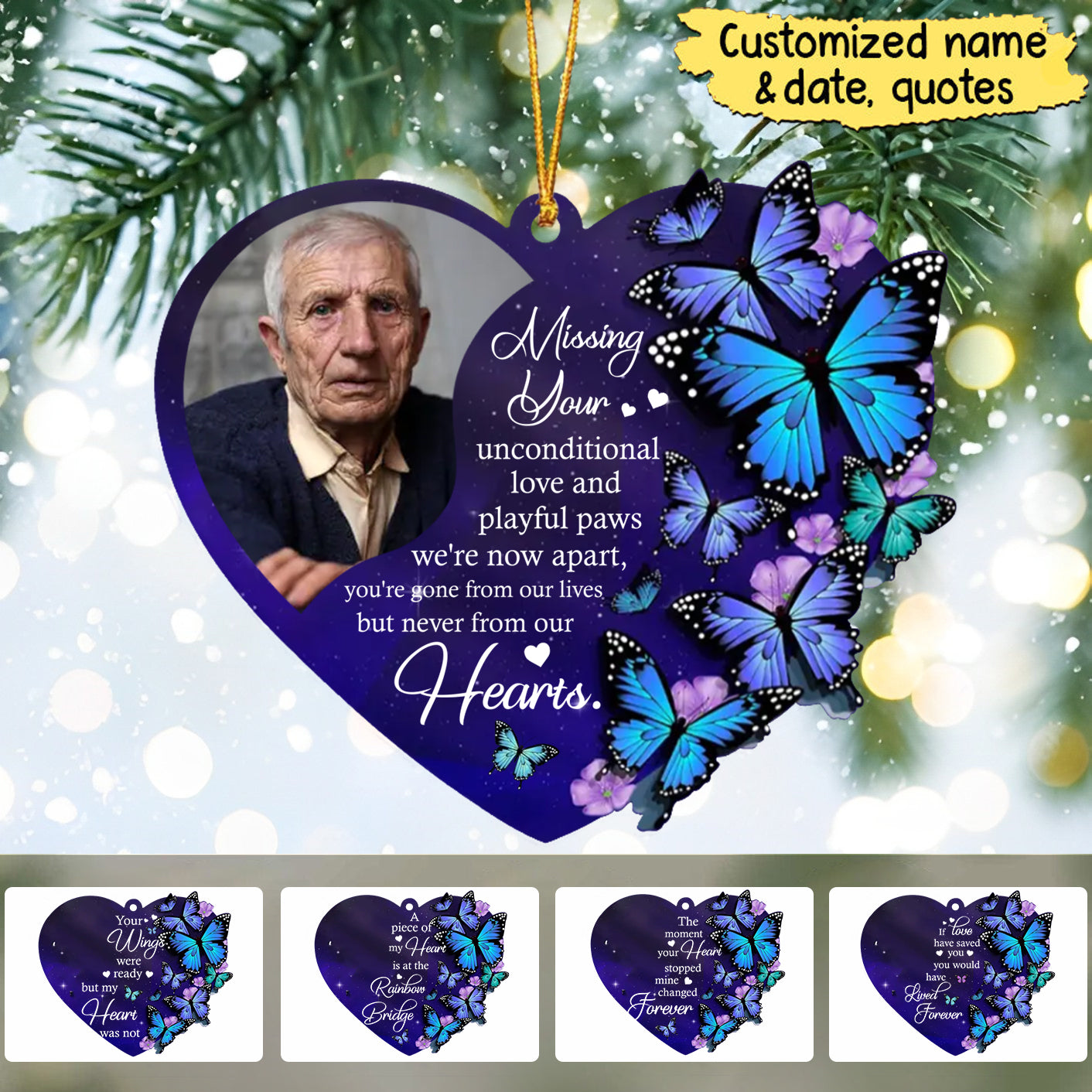Custom Personalized Memorial Acrylic Ornament - Upload Dad/ Mom Photo - Missing your unconditional love and playful paws