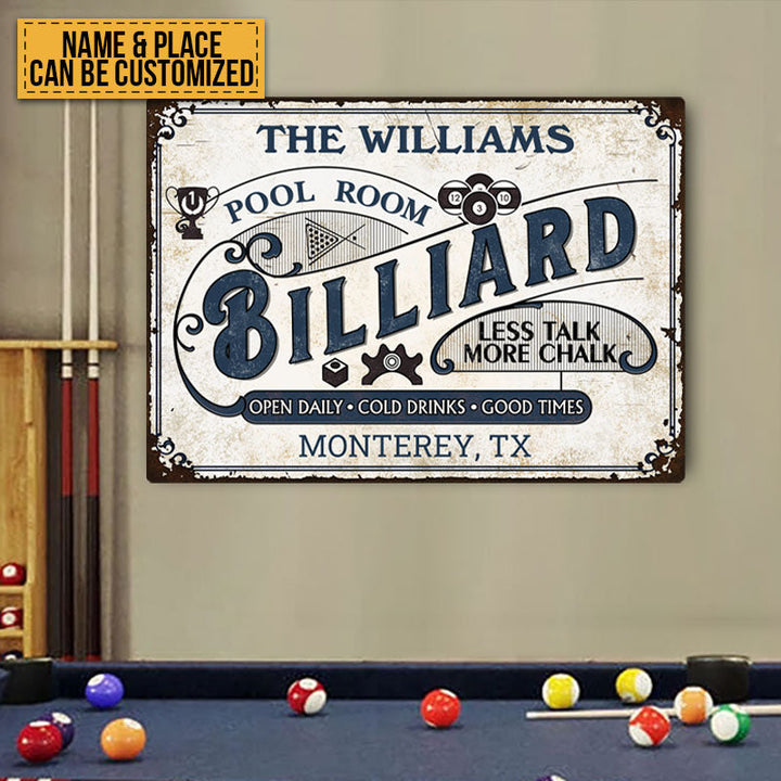 Personalized Billiard Pool Room Custom Classic Metal Signs
