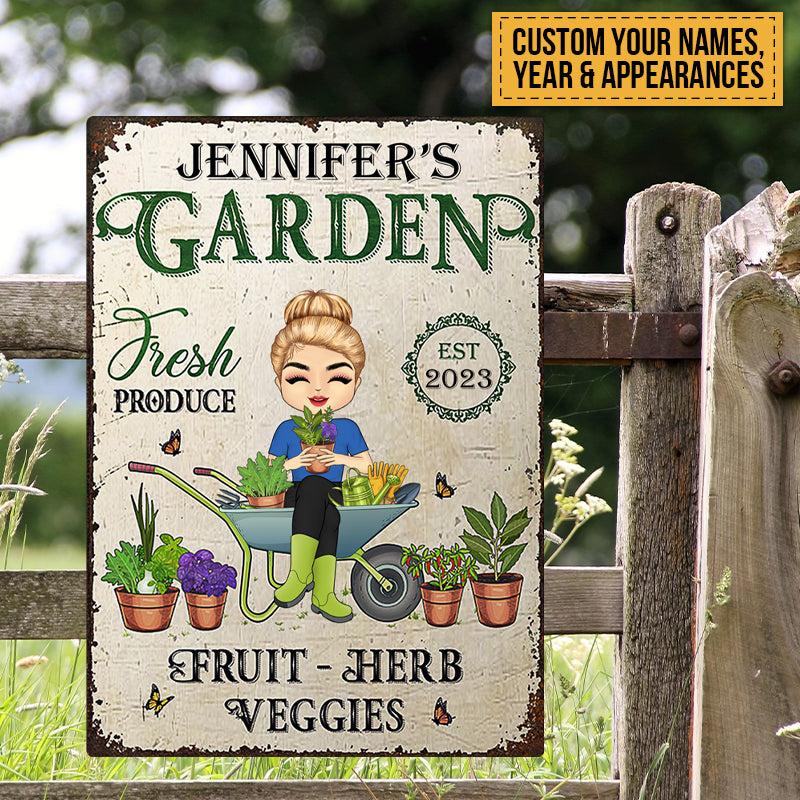 Garden Fresh Produce Herb & Veggies - Gift For Mother - Personalized Custom Classic Metal Signs