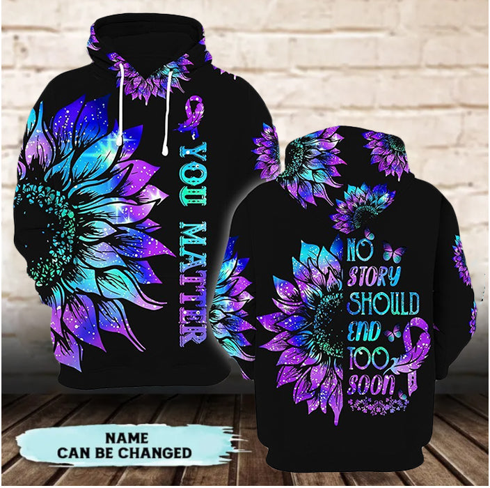 NO STORY SHOULD END TOO SOON-PERSONALIZED SUNFLOWER HOODIE
